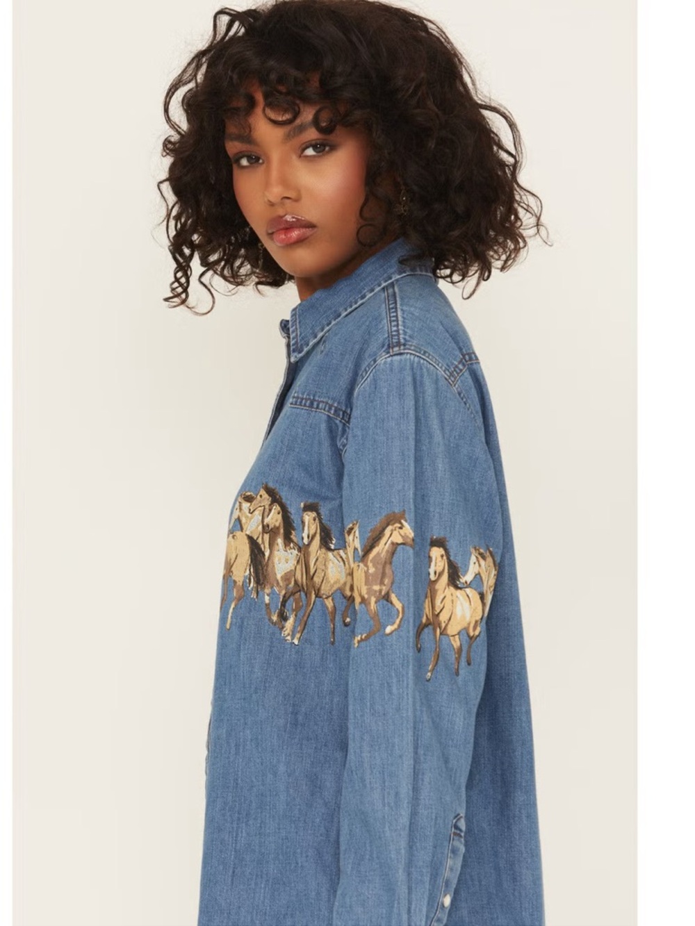 Wrangler Western Running Horse Denim Western Shirt - Picture 2 of 4